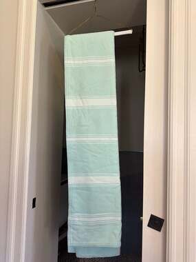 L.L.Bean Maine Woolens Striped Cotton Blanket, Full/Queen back from dry cleaners